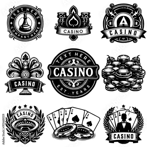 Elegant Vintage Casino Logos Collection
