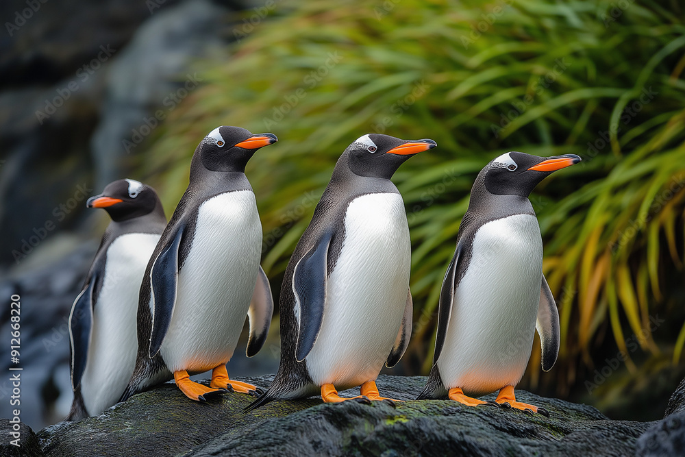 Obraz premium southern penguin group living in the nature of Antarctica