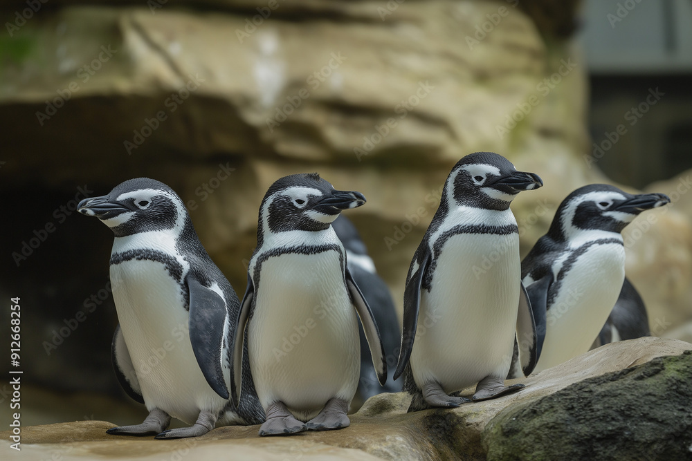 Fototapeta premium southern penguin group living in the nature of Antarctica 