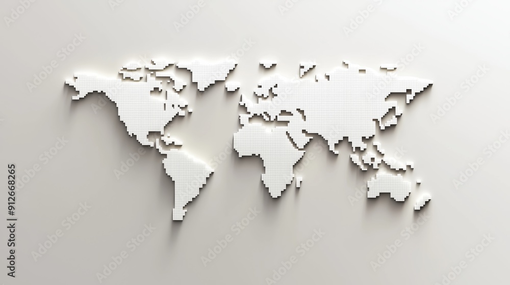 A logo of the world map in square forms like pixel art. A logo of the world map in square forms like pixel art.