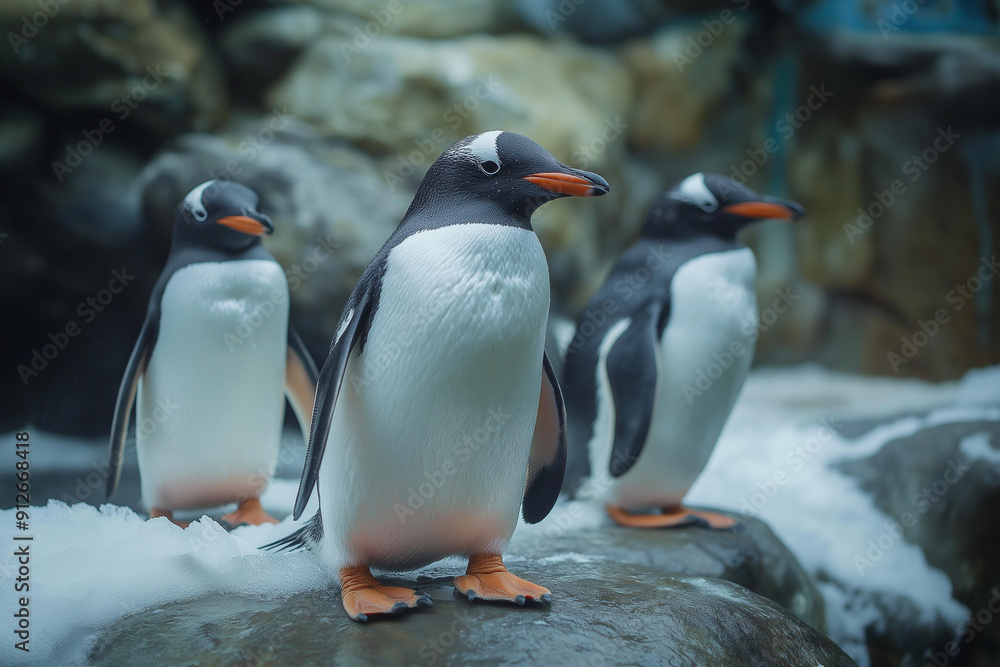 Fototapeta premium southern penguin group living in the nature of Antarctica 