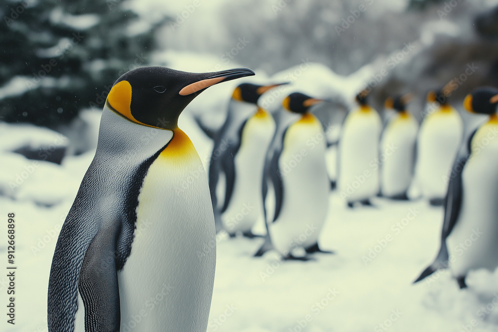 Fototapeta premium southern penguin group living in the nature of Antarctica 