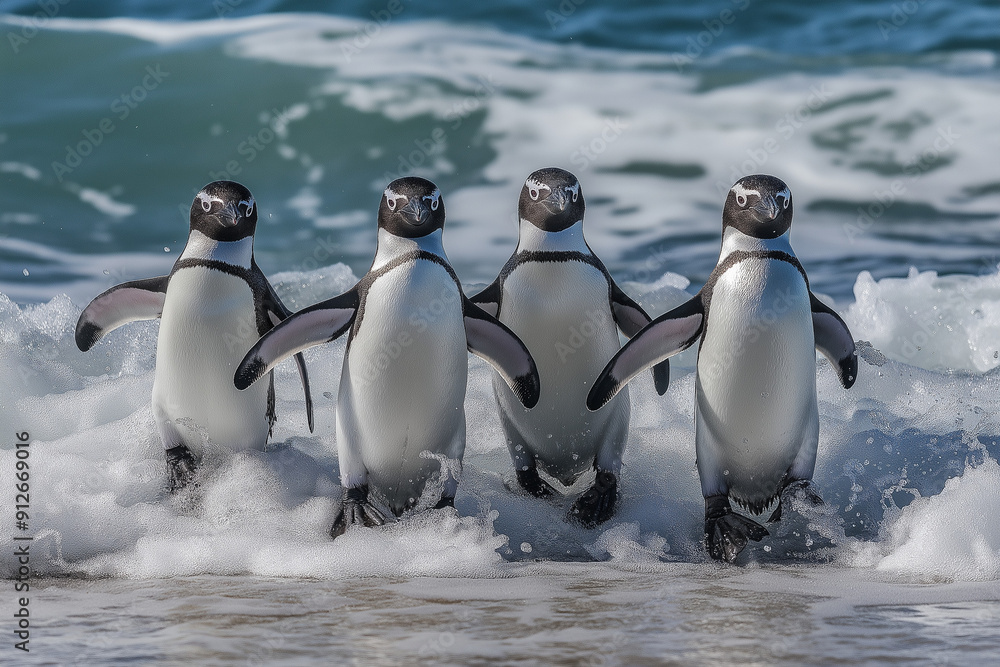 Fototapeta premium southern penguin group living in the nature of Antarctica 