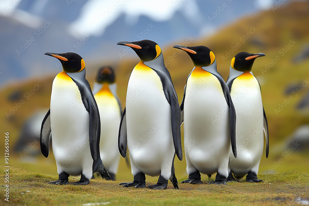 Fototapeta premium southern penguin group living in the nature of Antarctica 