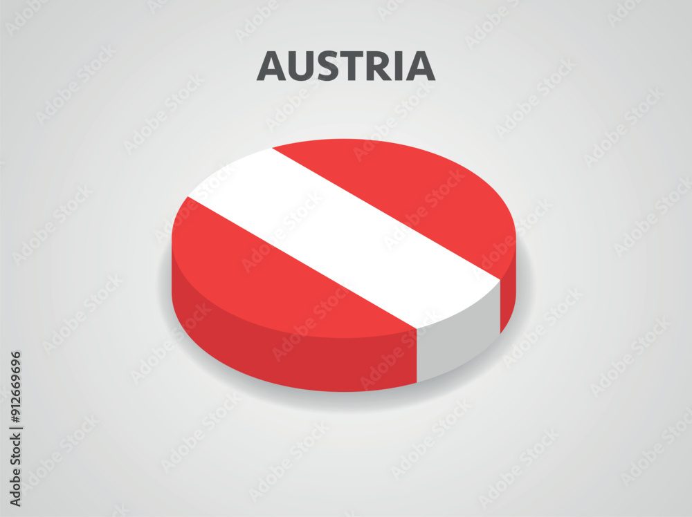 3D Isometric Flag of Austria - Vector Illustration