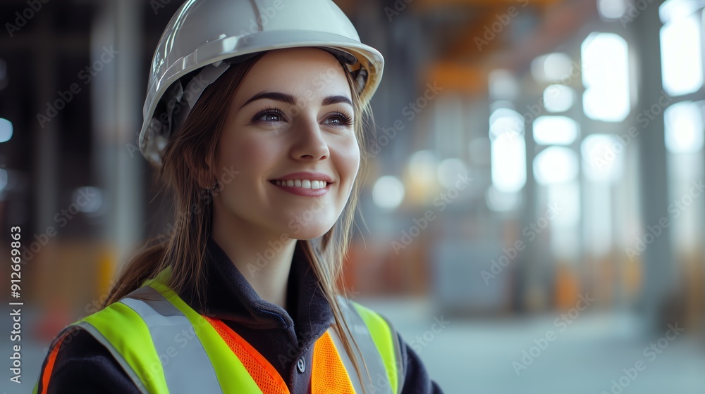 Confident Female Safety Officer Checking Equipment Confident Female Safety Officer Checking Equipment