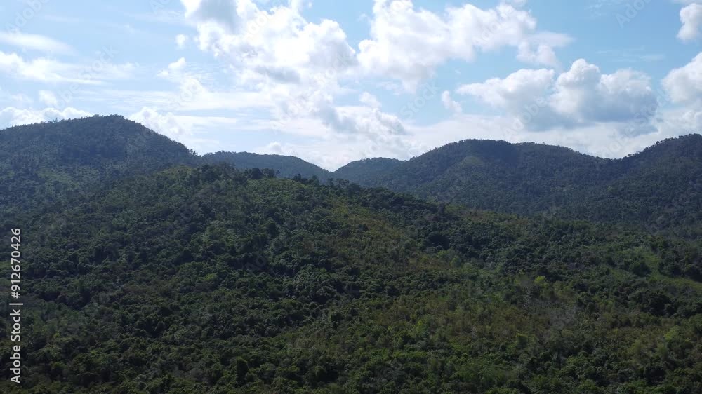 Natural scenery of the mountains and the waters of Riam Kanan in Banjarbaru, South Kalimantan with a background of sky and clouds Natural scenery of the mountains and the waters of Riam Kanan in Banjarbaru, South Kalimantan with a background of sky and clouds
