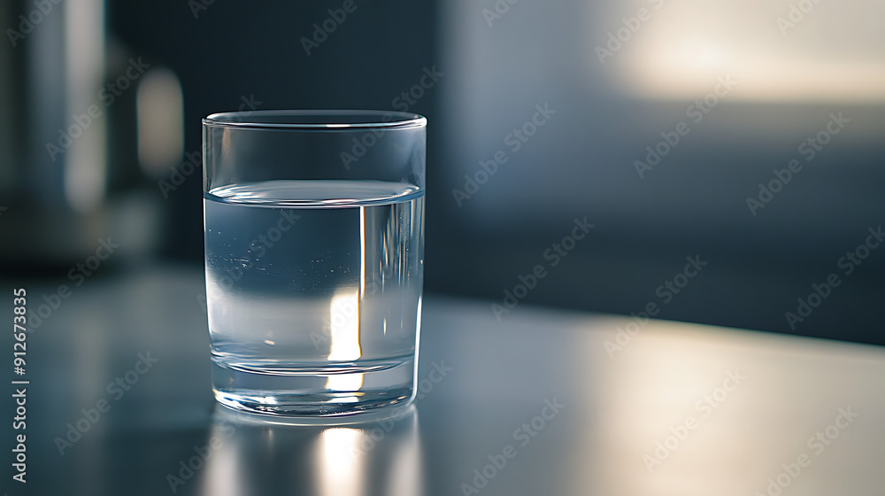 Glass of Water on Minimalist Desk Glass of Water on Minimalist Desk