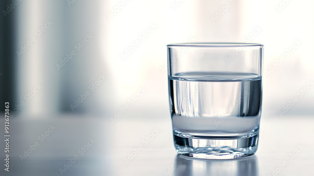 Glass of Water on Minimalist Desk Glass of Water on Minimalist Desk