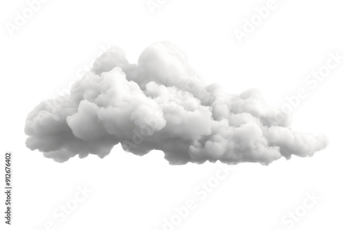 Puffy White Cloud on White Background, cut out photo