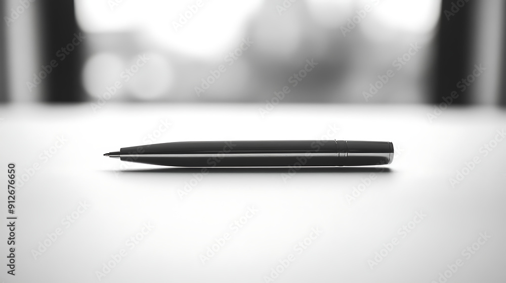 Single Pen on Minimalist Desk Single Pen on Minimalist Desk