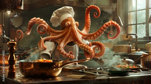 Wallpaper Mural Culinary Genius: Octopus Chef Creating a Seafood Masterpiece Torontodigital.ca