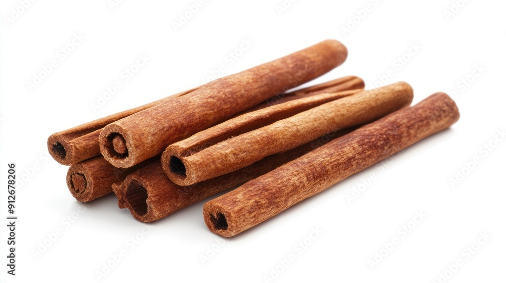 Cinnamon Sticks Close-Up on White Background Cinnamon Sticks Close-Up on White Background