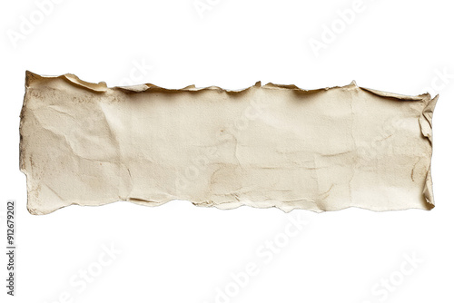 A horizontal piece of old, wrinkled and torn paper with a rough,