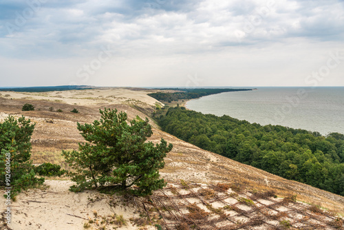View of Cape Grabst from observation deck on Olenya Buda dunes. Curonian Spit National Park. Russia