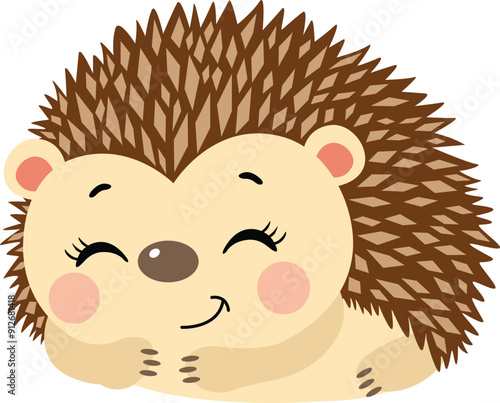 Loving brown hedgehog lying down