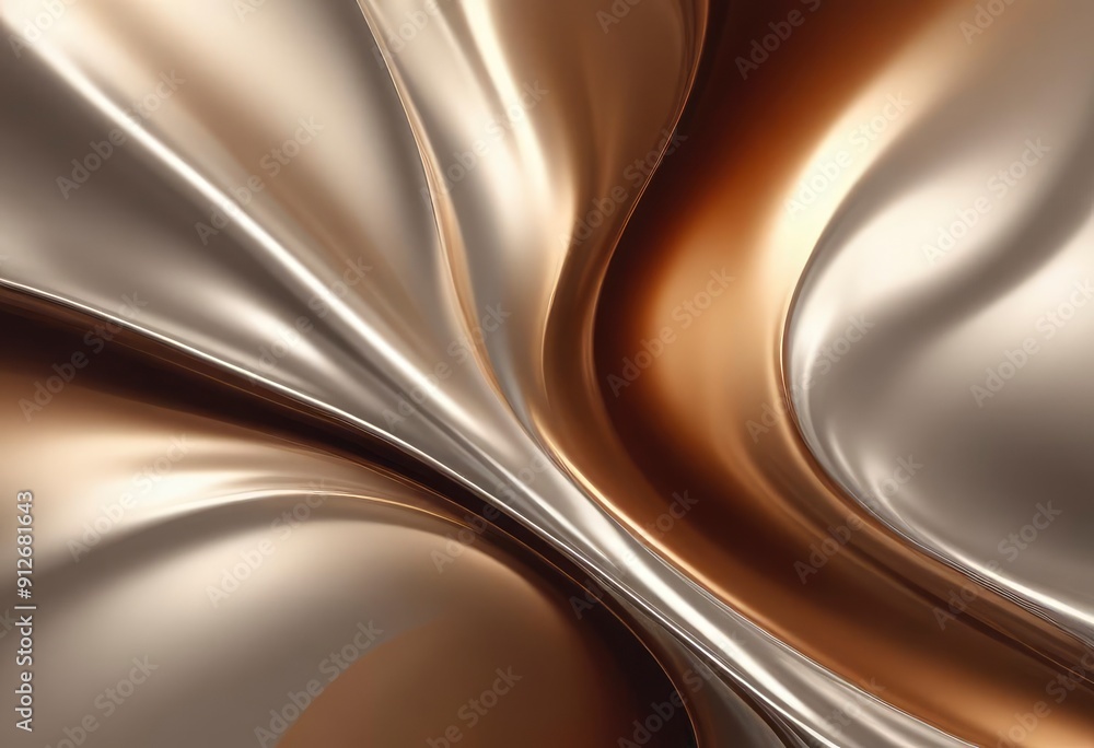 Obraz premium abstract silver liquid metal background under bright lighting, highlighting shiny surfaces and creating a sense of motion, intense dark chestnut brown, burnt sienna and soft cream color, ai