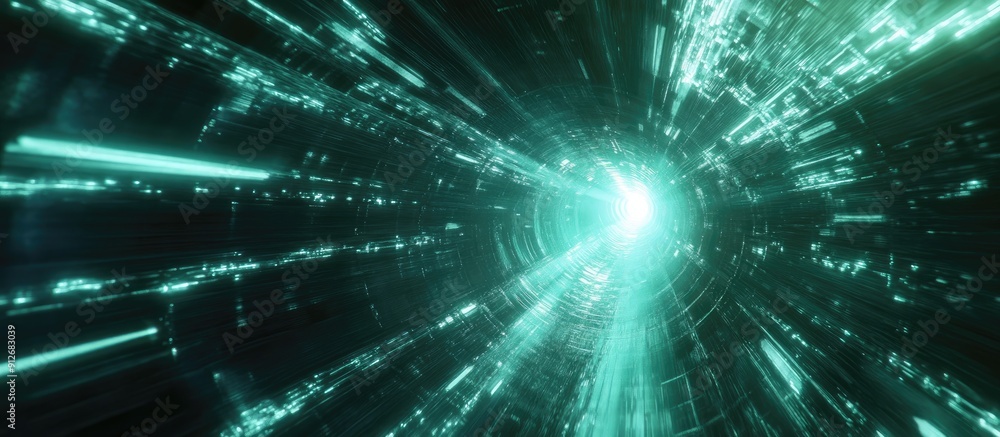 Vibrant Light Rays in a Hyperspace Tunnel 3D Rendering of Interstellar Travel and Time Warp Technology Vibrant Light Rays in a Hyperspace Tunnel 3D Rendering of Interstellar Travel and Time Warp Technology