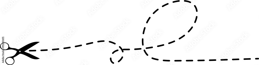 scissors with cut line element scissors with cut line element