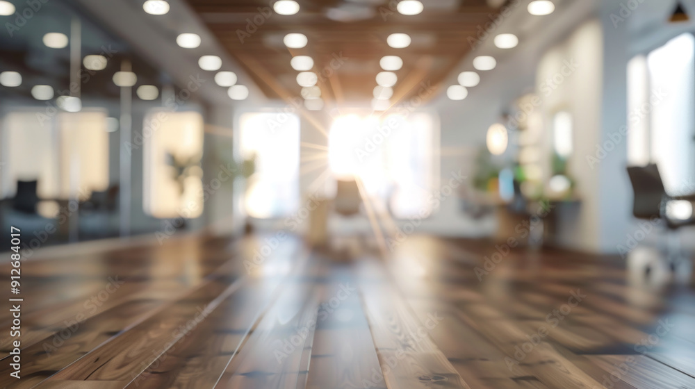 Blurred empty office space with modern furnishings and light bokeh, perfect for design concepts and backgrounds Blurred empty office space with modern furnishings and light bokeh, perfect for design concepts and backgrounds