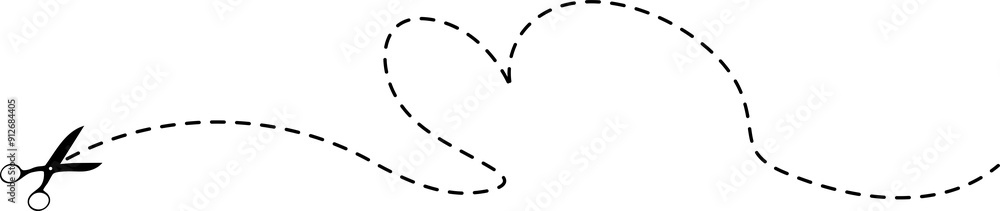 scissors with cut line element scissors with cut line element