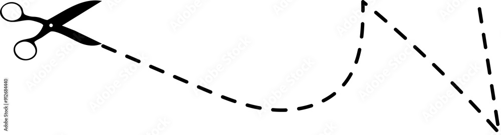 scissors with cut line element scissors with cut line element