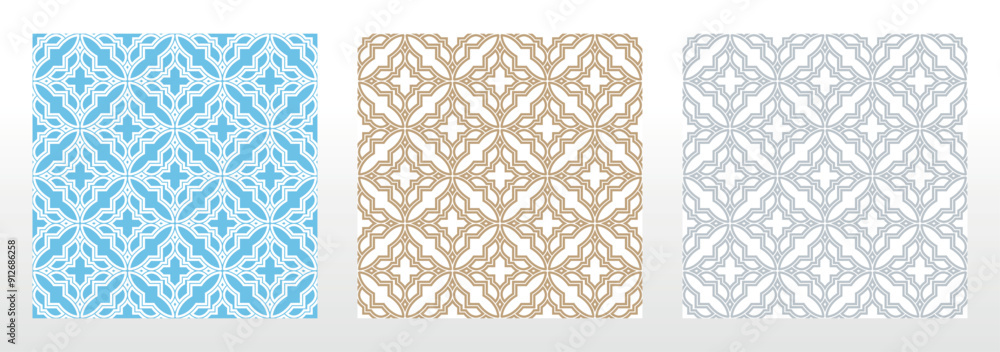 Geometric collection of gray, blue and golden patterns. Seamless vector backgrounds. Simple graphics Geometric collection of gray, blue and golden patterns. Seamless vector backgrounds. Simple graphics