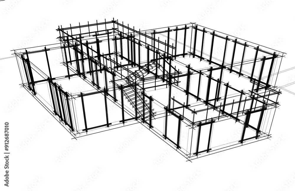 house building sketch architecture 3d illustration house building sketch architecture 3d illustration