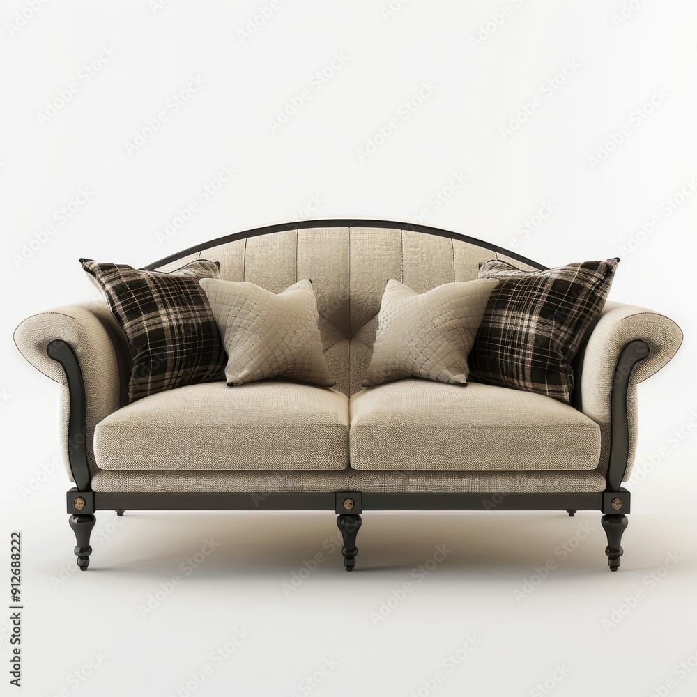 Classic sofa with pillows and plaids Classic sofa with pillows and plaids