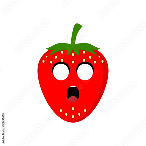 Wallpaper Mural strawberry emoticon illustration vector. Illustration isolated on white backgrounds Torontodigital.ca
