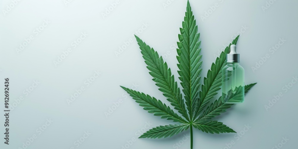 Simple Illustration of Hemp Leaf with Oil Simple Illustration of Hemp Leaf with Oil
