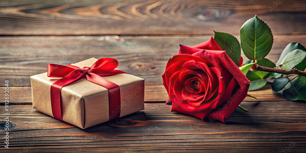 Red rose and Valentine's gift, red, rose, Valentine, present, love, romance, flower, gift, celebration, holiday, romantic Red rose and Valentine's gift, red, rose, Valentine, present, love, romance, flower, gift, celebration, holiday, romantic