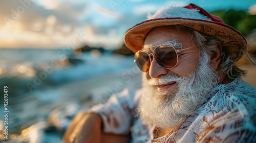 Santa Claus Relaxing on the Beach