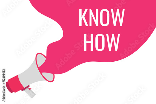 know how button, banner, label, template for website. know how text with colorful megaphone icon
