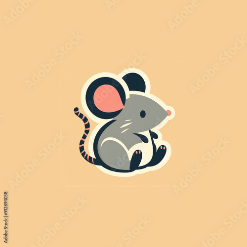 A cute gray mouse sitting.