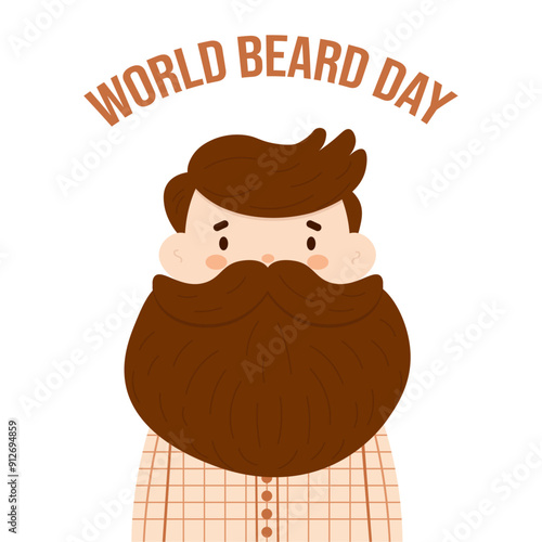 World beard day. Man with a beard. Flat vector character.