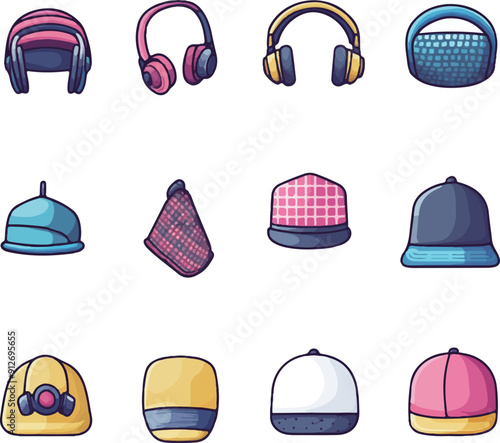 Collection of Headwear and Headphones
