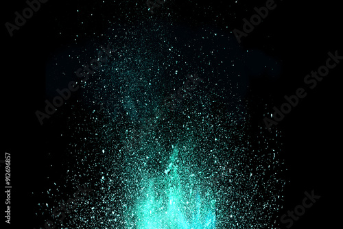 Wallpaper Mural Abstract green powder dust particles explosion on black background. Powders dust splash, Paint Holi, Freeze motion of color dust exploding Torontodigital.ca