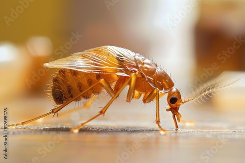 Close up of a german cockroach - blattella germanica - standing on a wooden floor photo