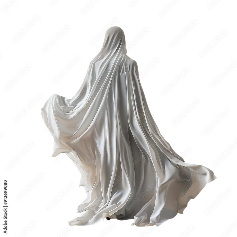 Fototapeta premium Ghostly figure, Halloween object, isolated on Transparent background, illustration.
