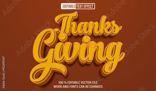 Editable 3d text style effect - Thanks Giving text effect Template