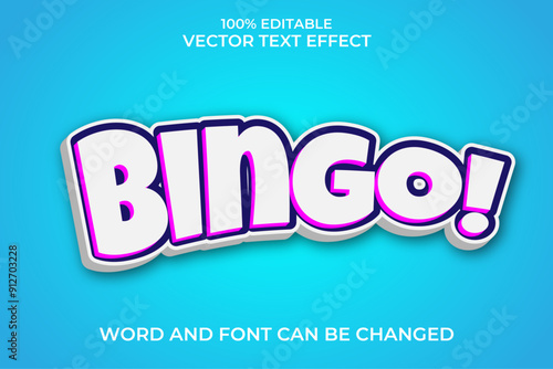 Bingo 3D Vector Text Effect Fully Editable High Quality .