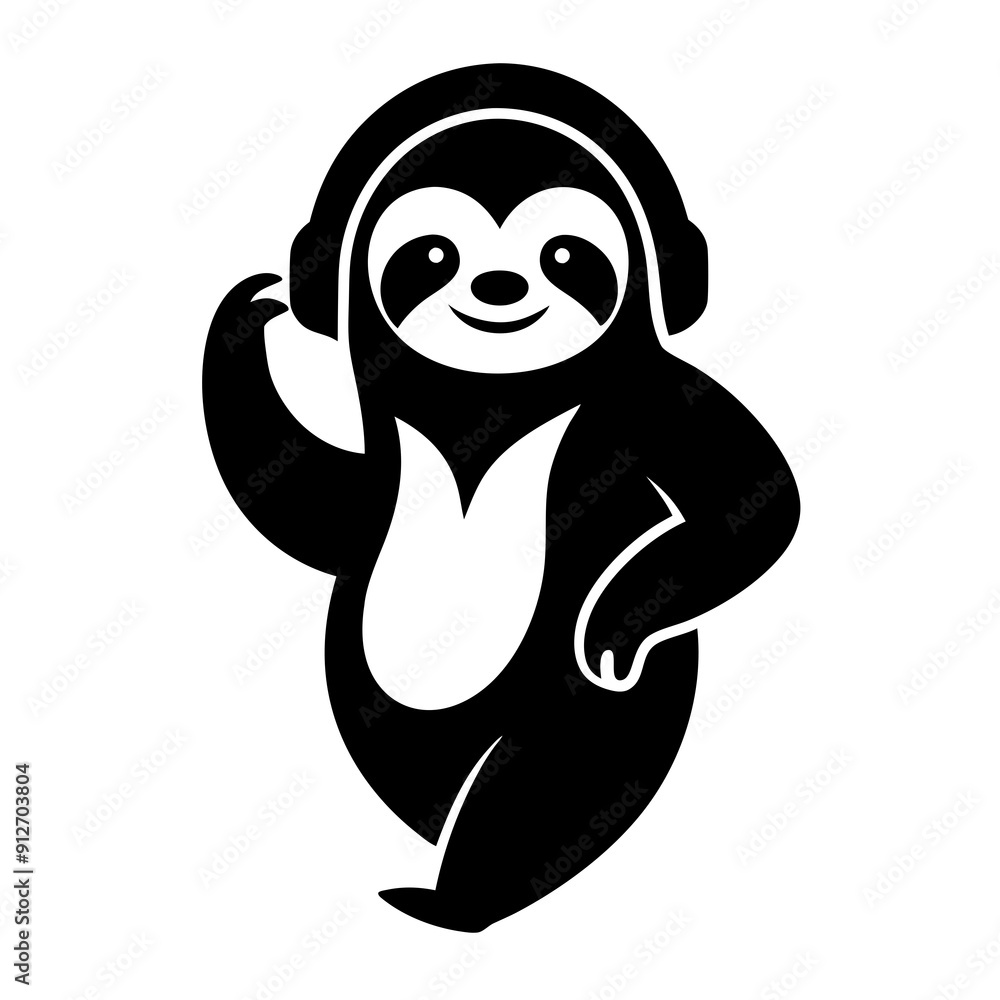 A sloth with headphones,