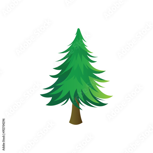 A Pine Tree on White Background logo design template.