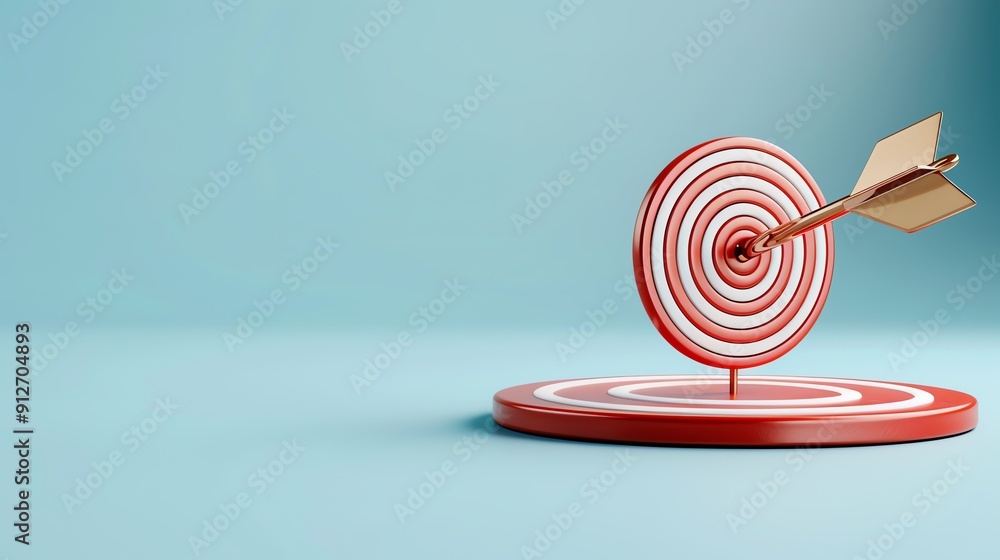 A digital rendering of a bullseye target with an arrow, symbolizing goal achievement and precision in modern design. A digital rendering of a bullseye target with an arrow, symbolizing goal achievement and precision in modern design.