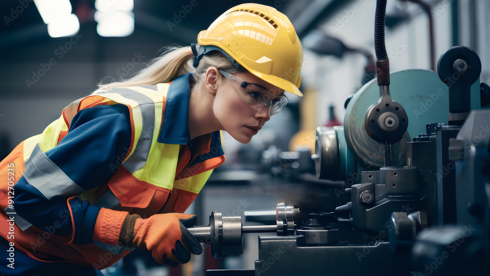 Focused Female Engineer Operating Complex Machinery
Focused Female Engineer Operating Complex Machinery