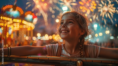 Little Girl Watching Fireworks