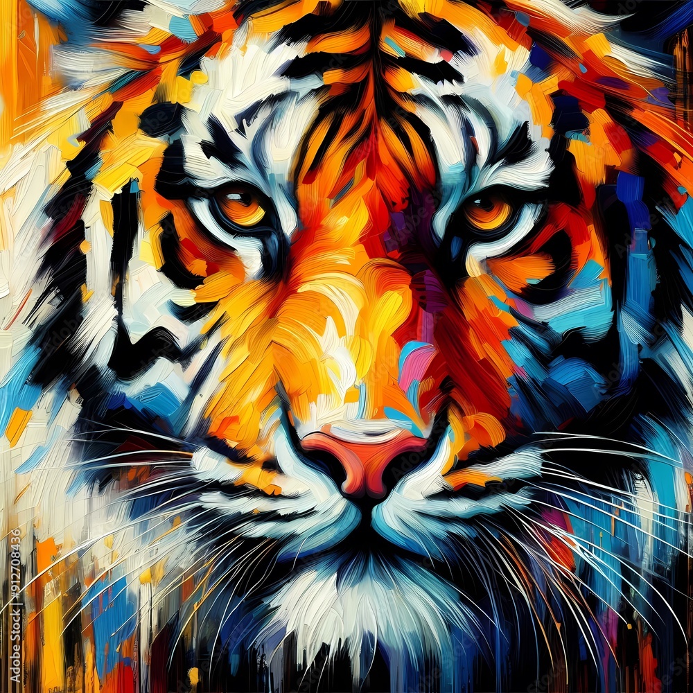 colorful pattern design tiger face art colorful pattern design tiger face art
