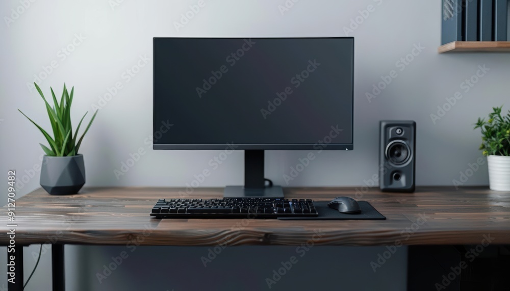 Minimalistic desktop setup with a powerful graphics card exposed, showcasing top-tier hardware and bandwidth potential, sleek aesthetics Minimalistic desktop setup with a powerful graphics card exposed, showcasing top-tier hardware and bandwidth potential, sleek aesthetics