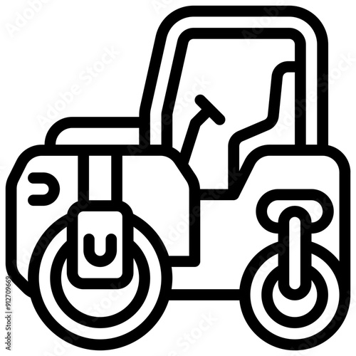 Steam Roller Icon. Asphalt Roller Icon